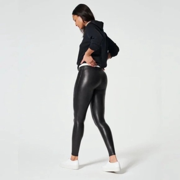 SPANX Faux Leather Leggings Black, Small - Picture 3 of 10